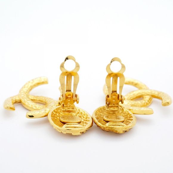 Vintage Chanel Earrings with Coco Mark and Chanel Logo GP Plated Gold  Women's - Picture 8 of 8